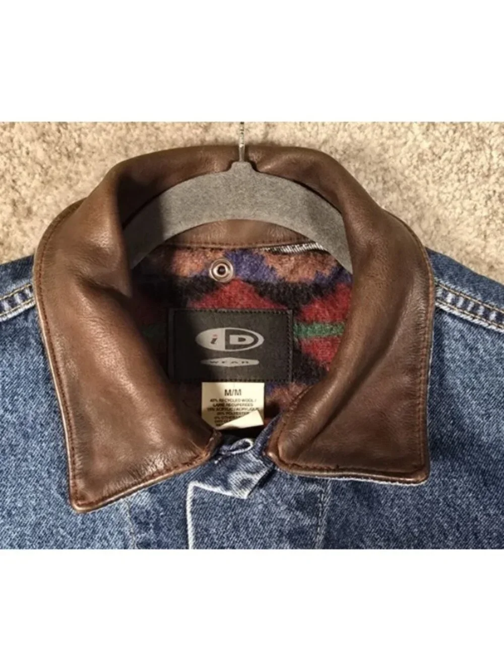 Vintage iD Wear Blue Jean Denim Southwestern Liner Jacket Coat Canada Made Men M